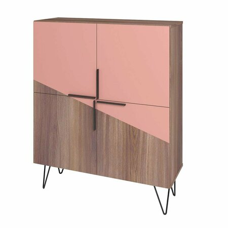 DESIGNED TO FURNISH 43.7 in. Beekman Low Cabinet with 4 Shelves, Brown & Pink DE3067599